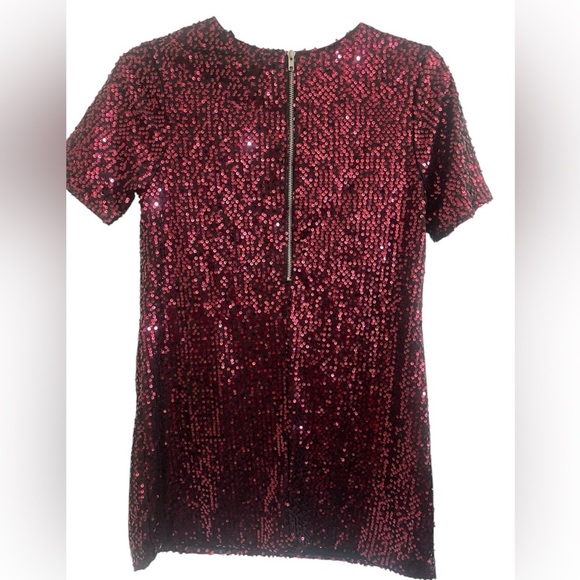 Motel 636 Sally Mae Burgundy Sequined Mini Dress Size Medium - Picture 2 of 10